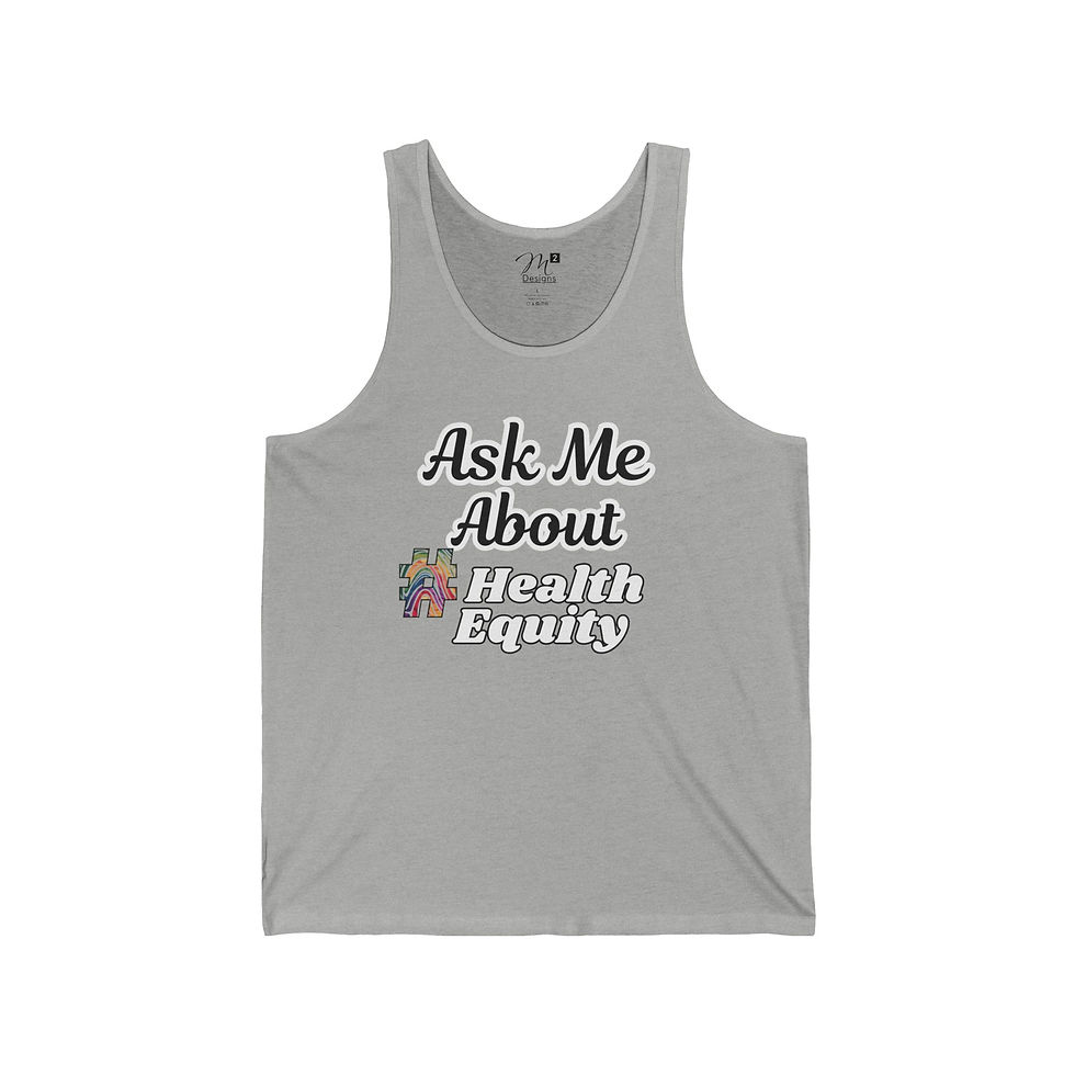 Thumbnail: Ask Me About #HealthEquity Unisex Jersey Tank, Rainbow Fingerprint, Awareness