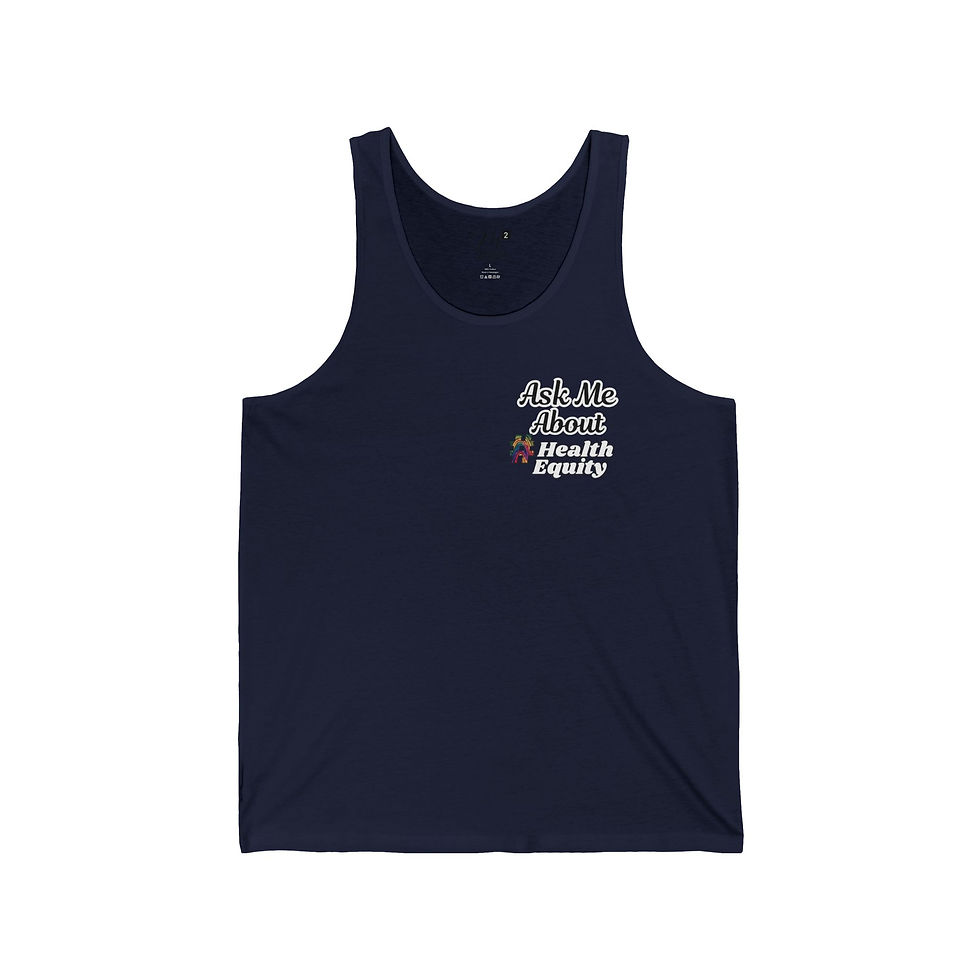 Thumbnail: Ask Me About #HealthEquity Pocket Size Front CTDM Back Unisex Tank, Rainbow