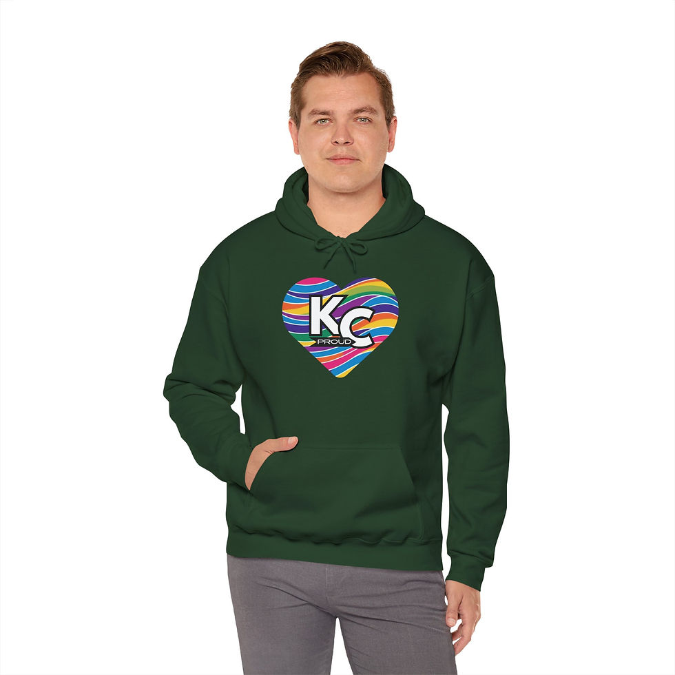Thumbnail: KC Proud rainbow wave heart Unisex hoodie, Diversity, Inclusive, PRIDE 