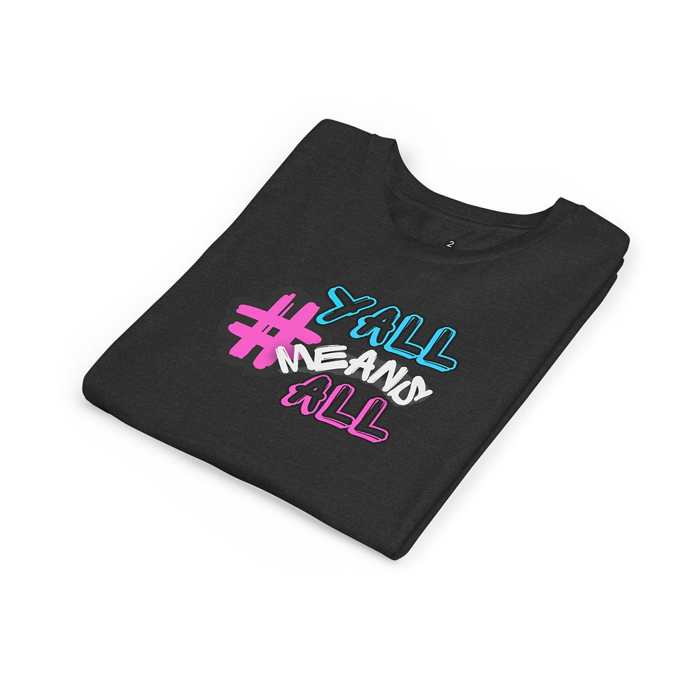 Thumbnail: #YallMeansAll Youth Short Sleeve T-Shirt, Bubblegum, Inclusive Apparel for Kids