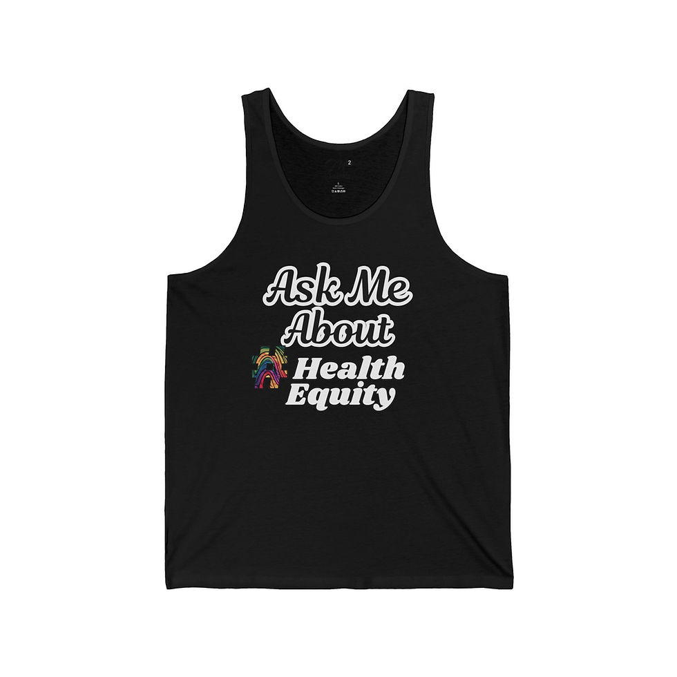 Thumbnail: Ask Me About #HealthEquity Unisex Jersey Tank, Rainbow Fingerprint, Awareness