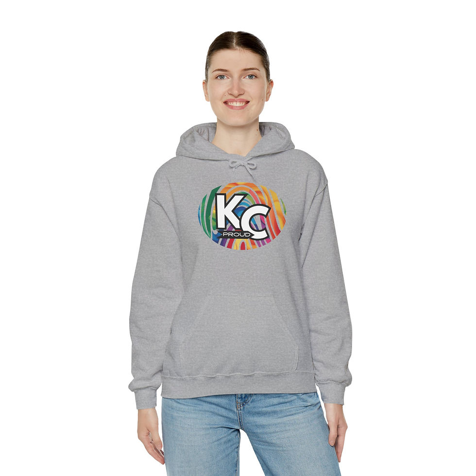 Thumbnail: KC Proud rainbow fingerprint oval Unisex hoodie, Diversity, Inclusive, PRIDE 