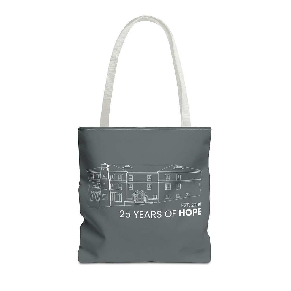 Thumbnail: Grey Tote Bag, Hope Lodge Kansas City 25 Years of Hope, White Design