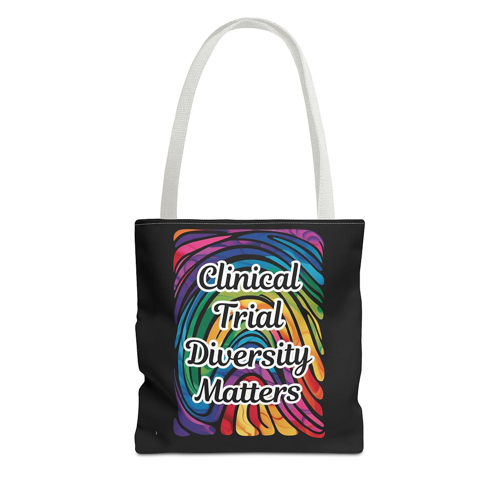 Thumbnail: Clinical Trial Diversity Matters Tote Bag, Rainbow/Black, 13x13 16x16 18x18