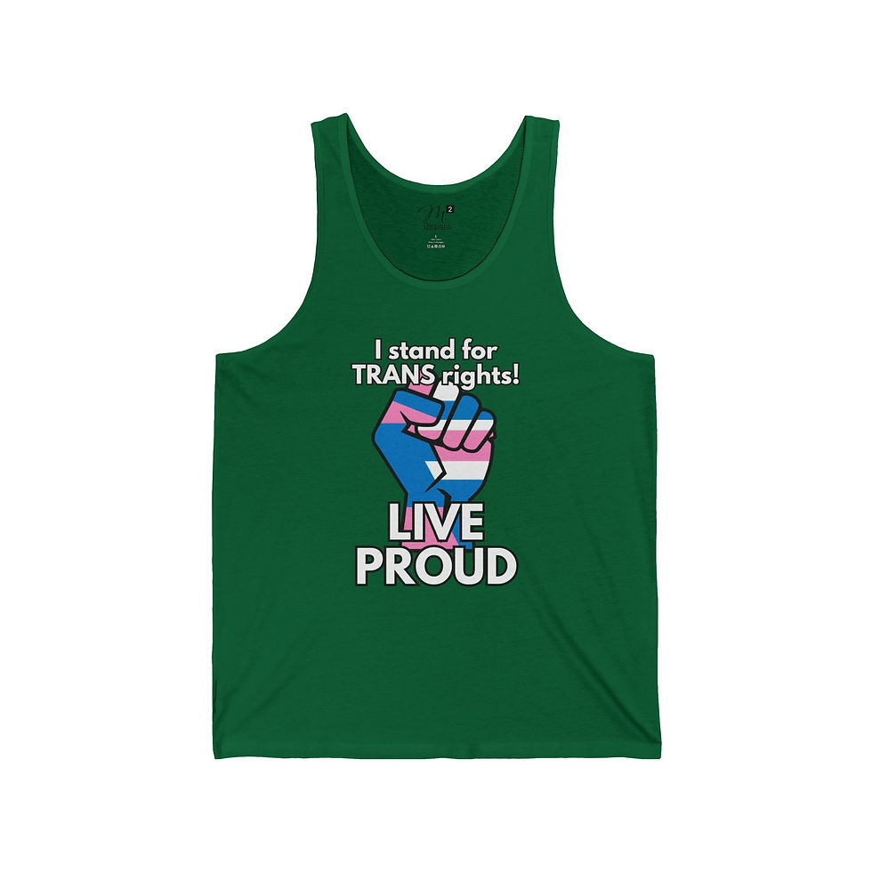 Thumbnail: I stand for TRANS rights LIVE PROUD Unisex Jersey Tank, Diversity, PRIDE