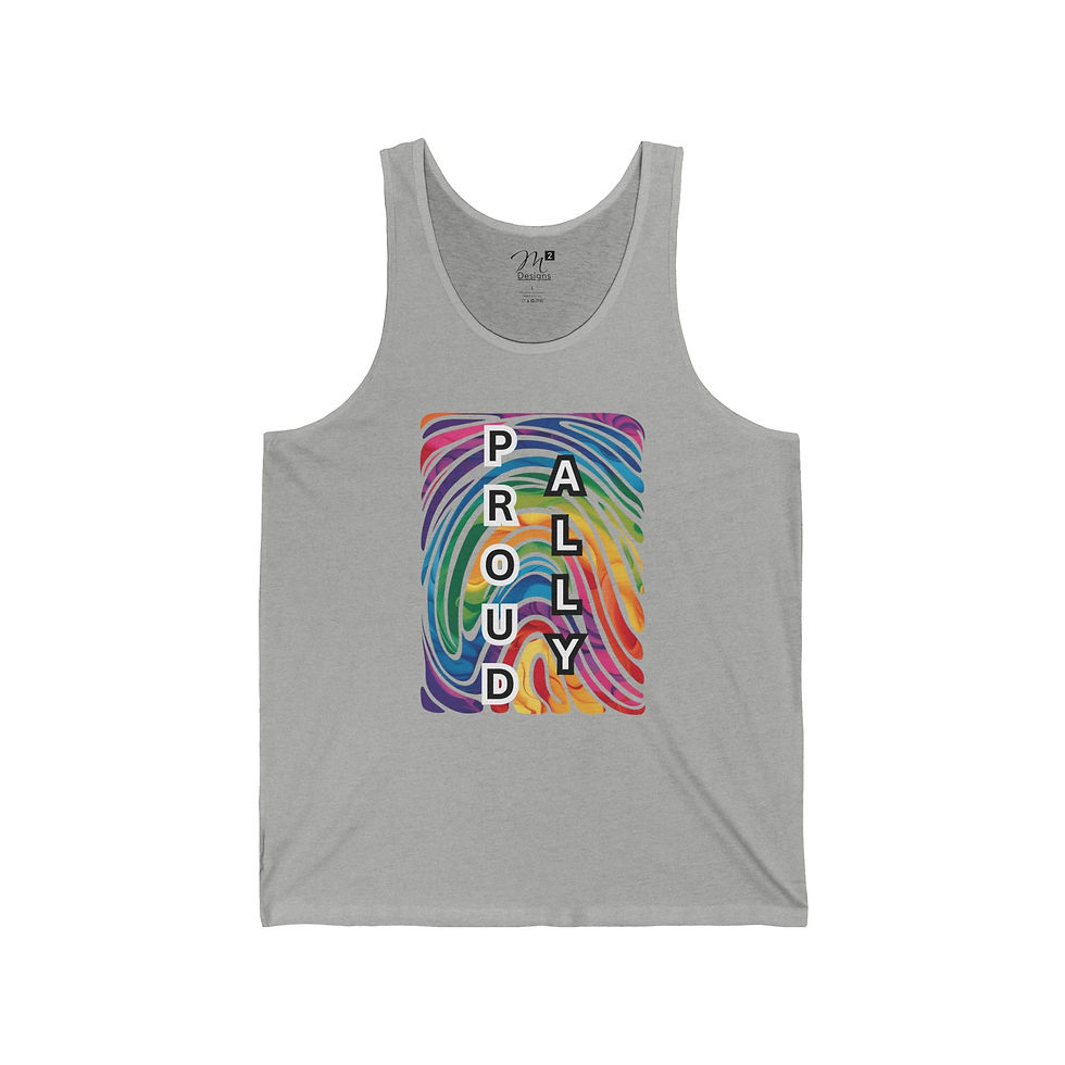 Thumbnail: Proud ALLY Rainbow Print Unisex Tank, Positivity, Empowerment, Diversity, PRIDE