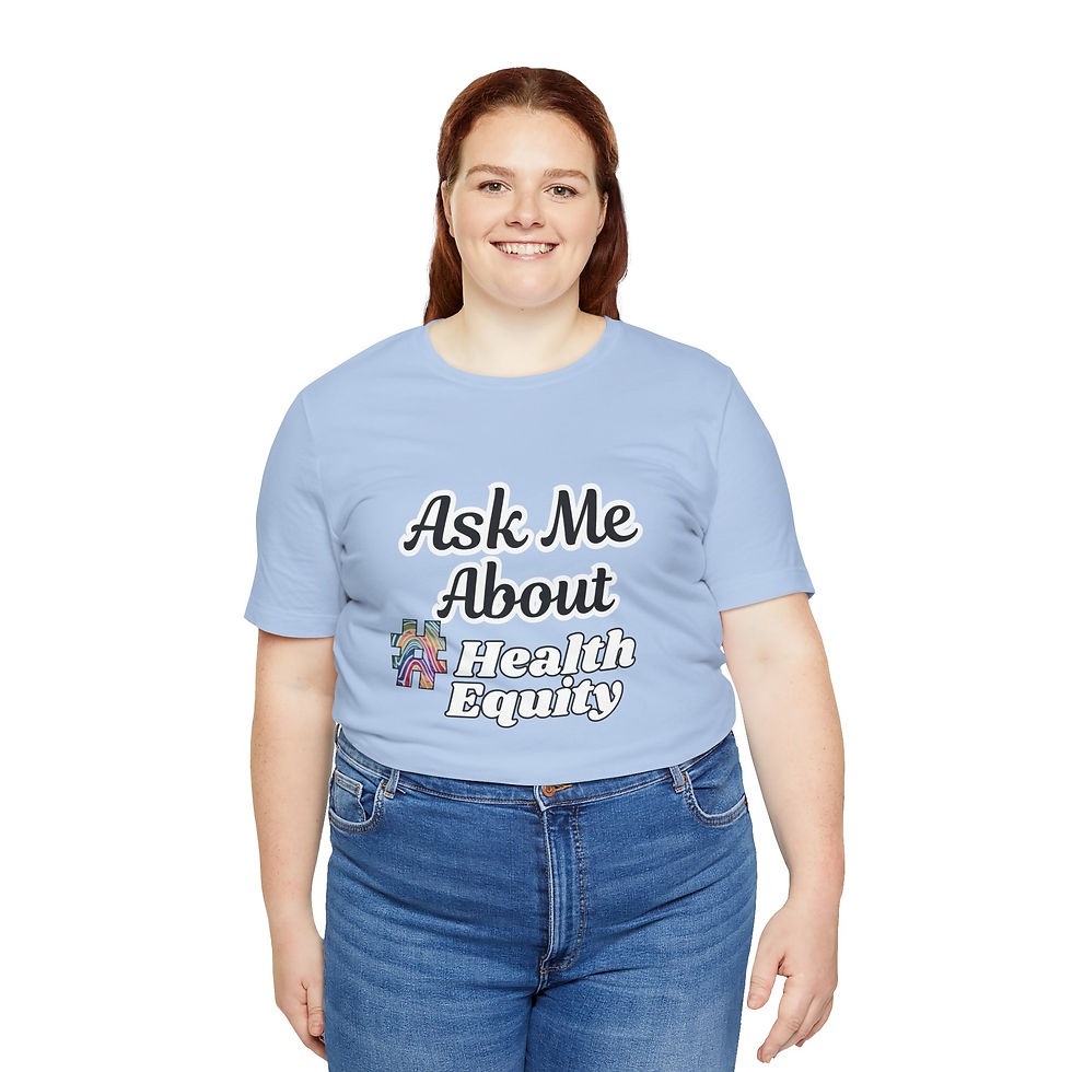Thumbnail: Ask Me About #HealthEquity Full Front & Back Unisex Tee, Rainbow Hashtag