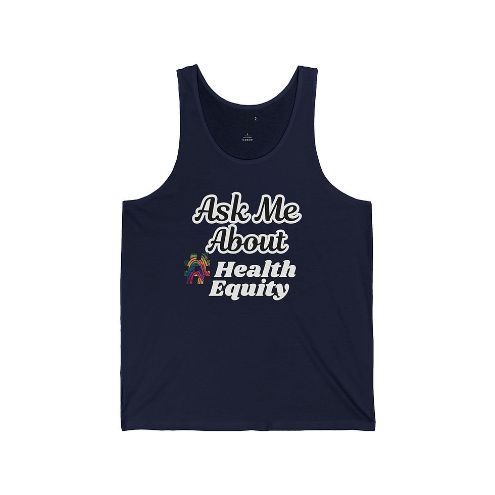 Thumbnail: Ask Me About #HealthEquity Unisex Jersey Tank, Rainbow Fingerprint, Awareness