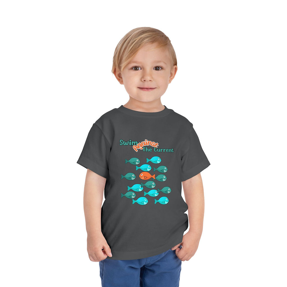 Thumbnail: Swim Against the Current Toddler Tee, Fun Sea Life Empowerment T-Shirt
