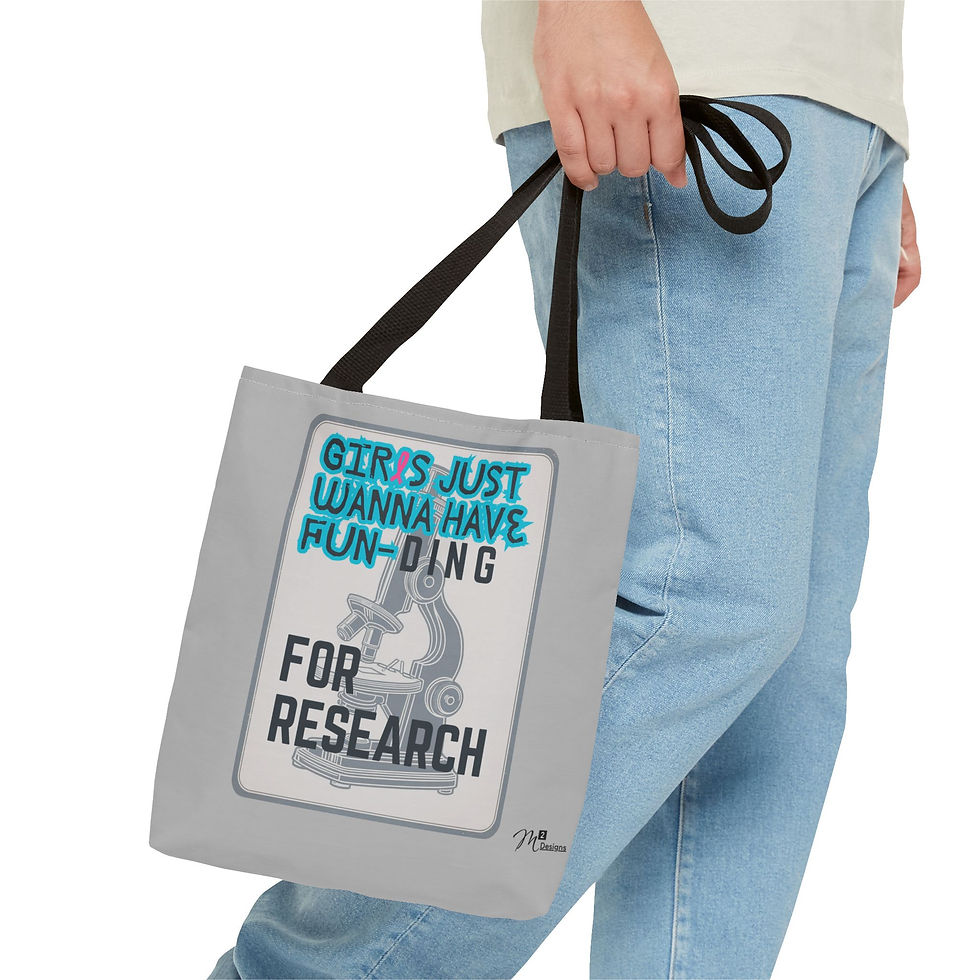 Thumbnail: Girls Just Wanna have FUN-DING Tote Bag, Light Grey 13x13, 16x16, 18x18 Science