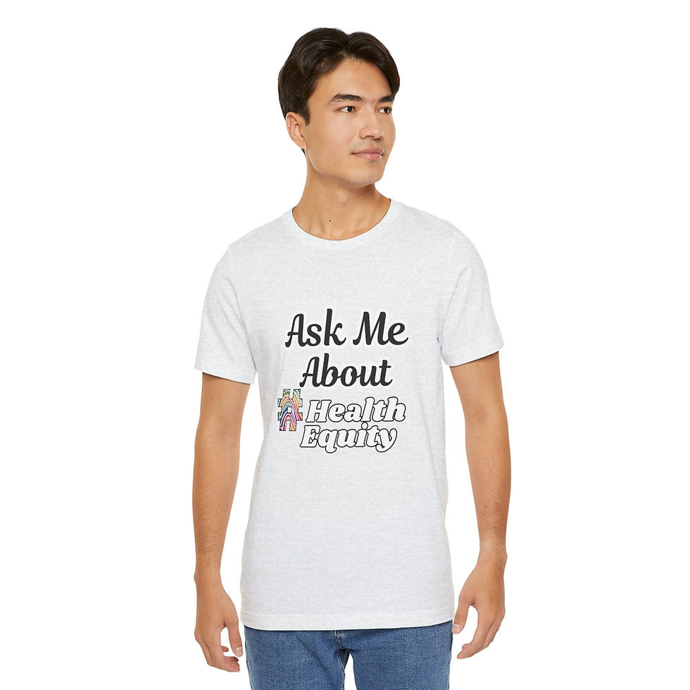 Thumbnail: Ask Me About #HealthEquity Full Front & Back Unisex Tee, Rainbow Hashtag