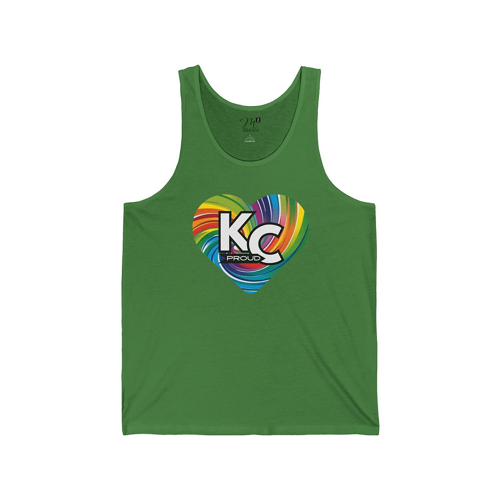 Thumbnail: KC Proud rainbow swirl heart Unisex Jersey Tank, Positivity, Diversity, PRIDE