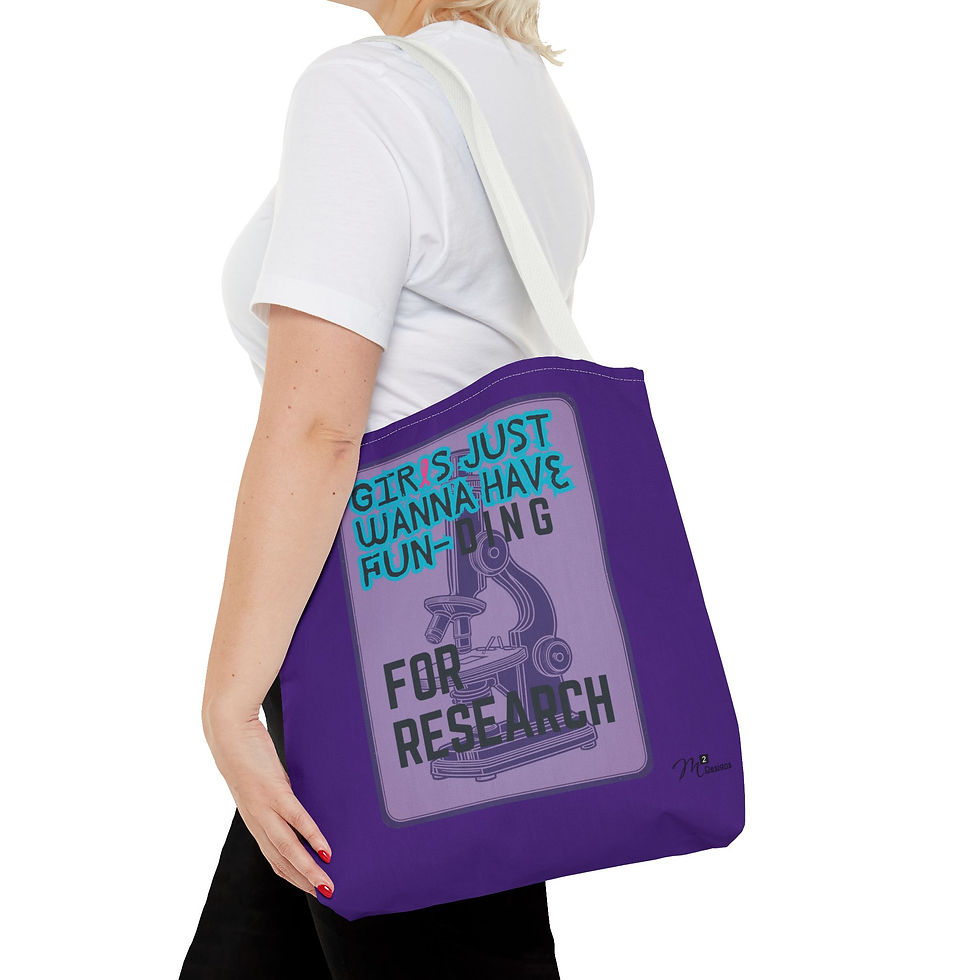 Thumbnail: Girls Just Wanna have FUN-DING Tote Bag, Purple 13x13, 16x16, 18x18 Science