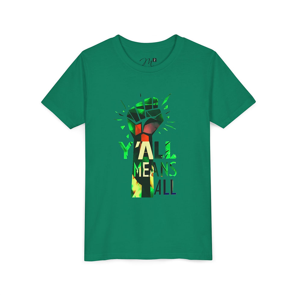 Thumbnail: Y’all Means All Resist, Youth Short Sleeve T-Shirt, Green Inclusive Apparel Kids