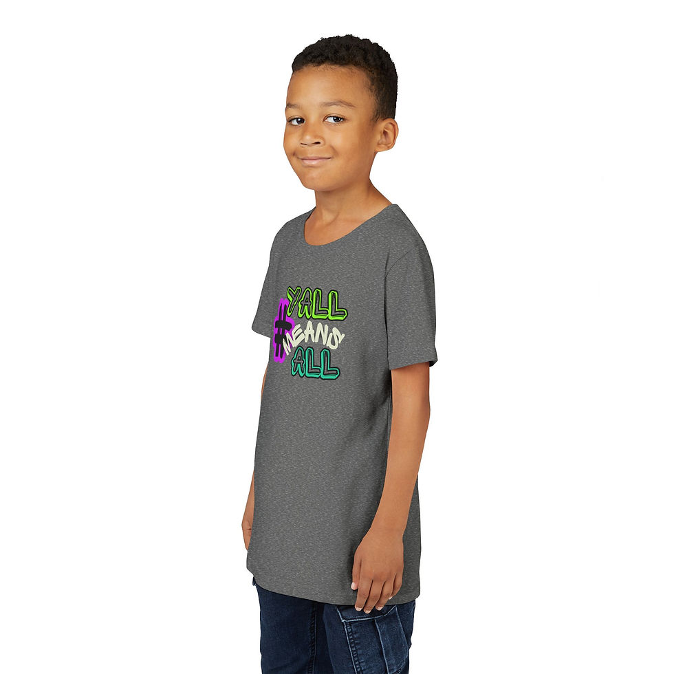 Thumbnail: #YallMeansAll Youth Short Sleeve T-Shirt, Neon, Inclusive Apparel for Kids