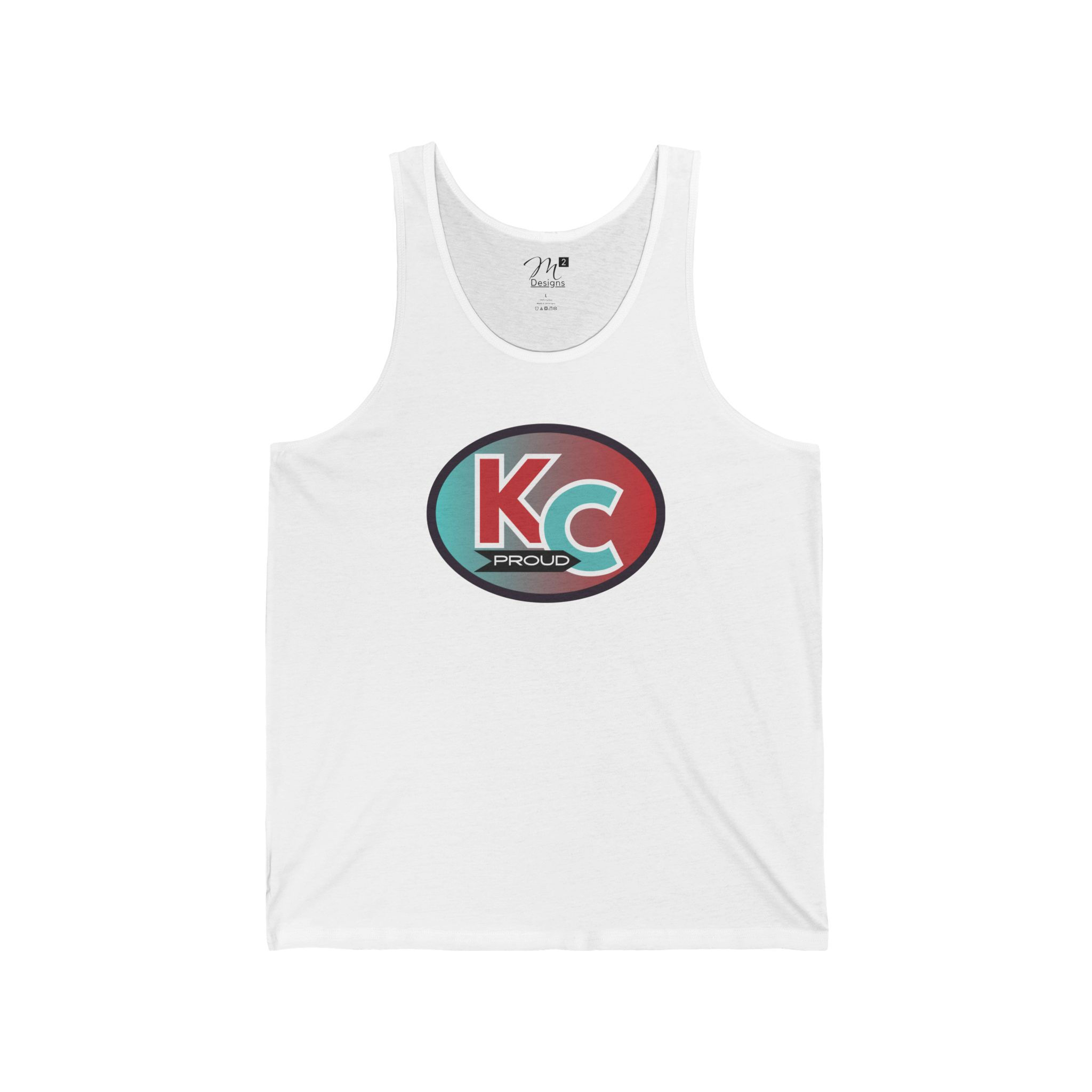 KC Proud (aqua to red oval color letters) Unisex Jersey Tank, Kansas City PROUD