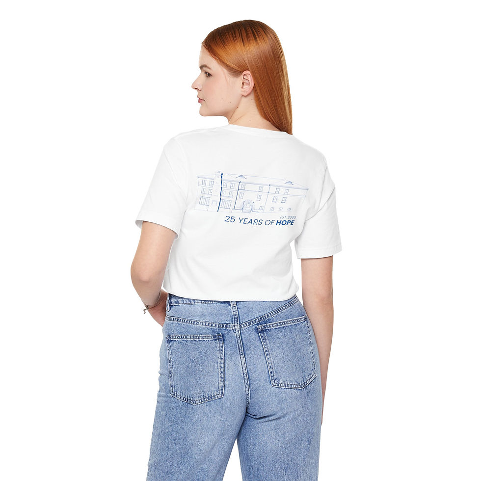 Thumbnail: Unisex Short Sleeve Tee, Hope Lodge Kansas City 25 Years of Hope, Blue Design