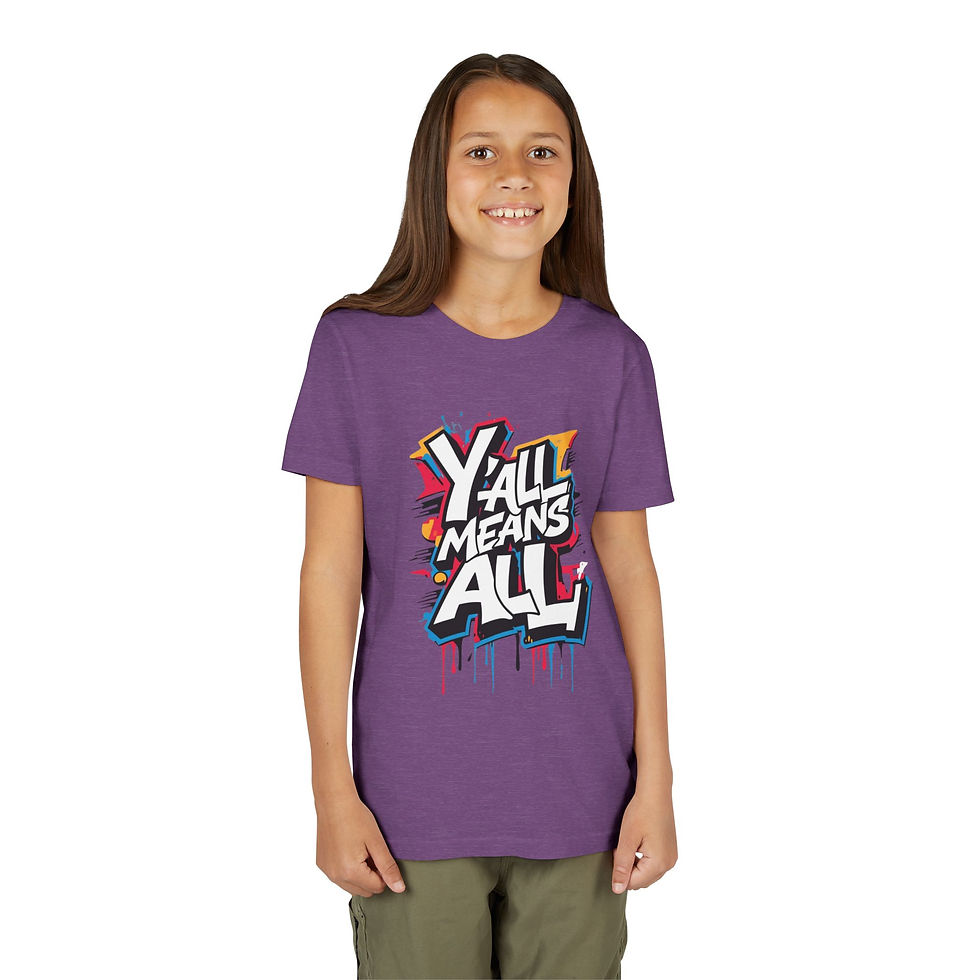 Thumbnail: Y’all Means All Youth Short Sleeve T-Shirt, Graffiti, Inclusive Apparel for Kids