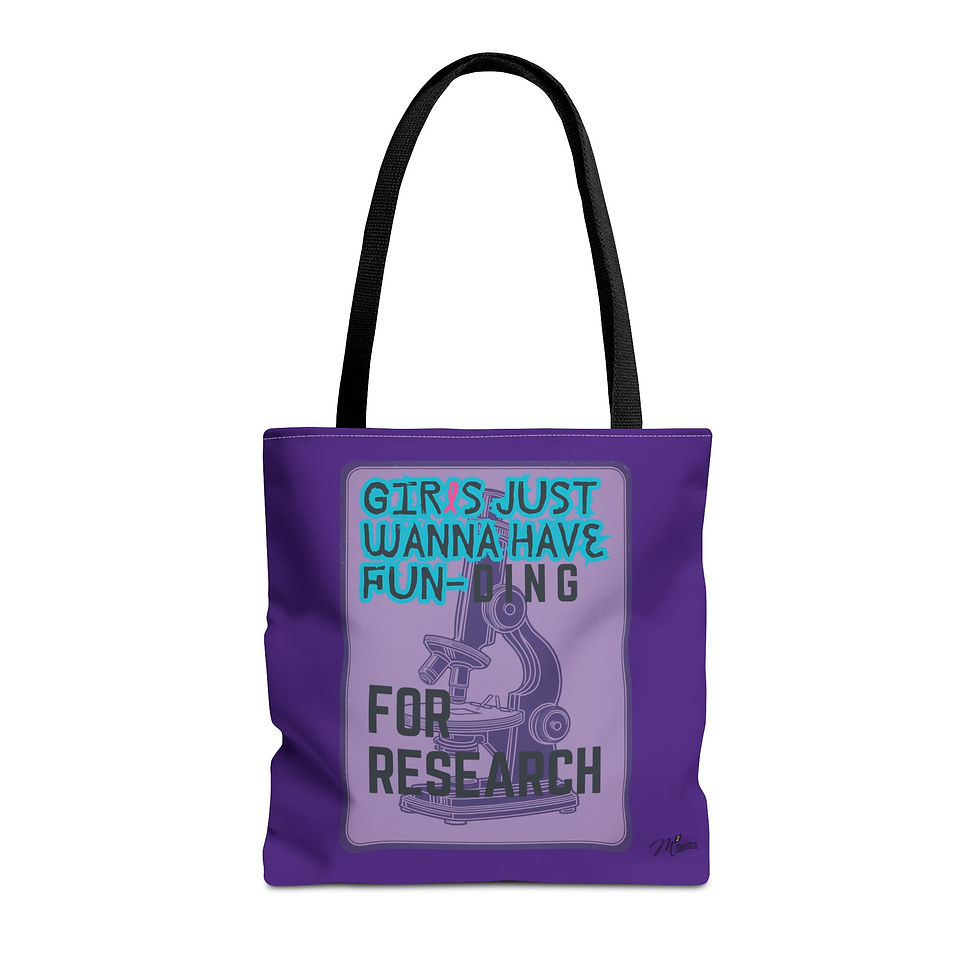 Thumbnail: Girls Just Wanna have FUN-DING Tote Bag, Purple 13x13, 16x16, 18x18 Science