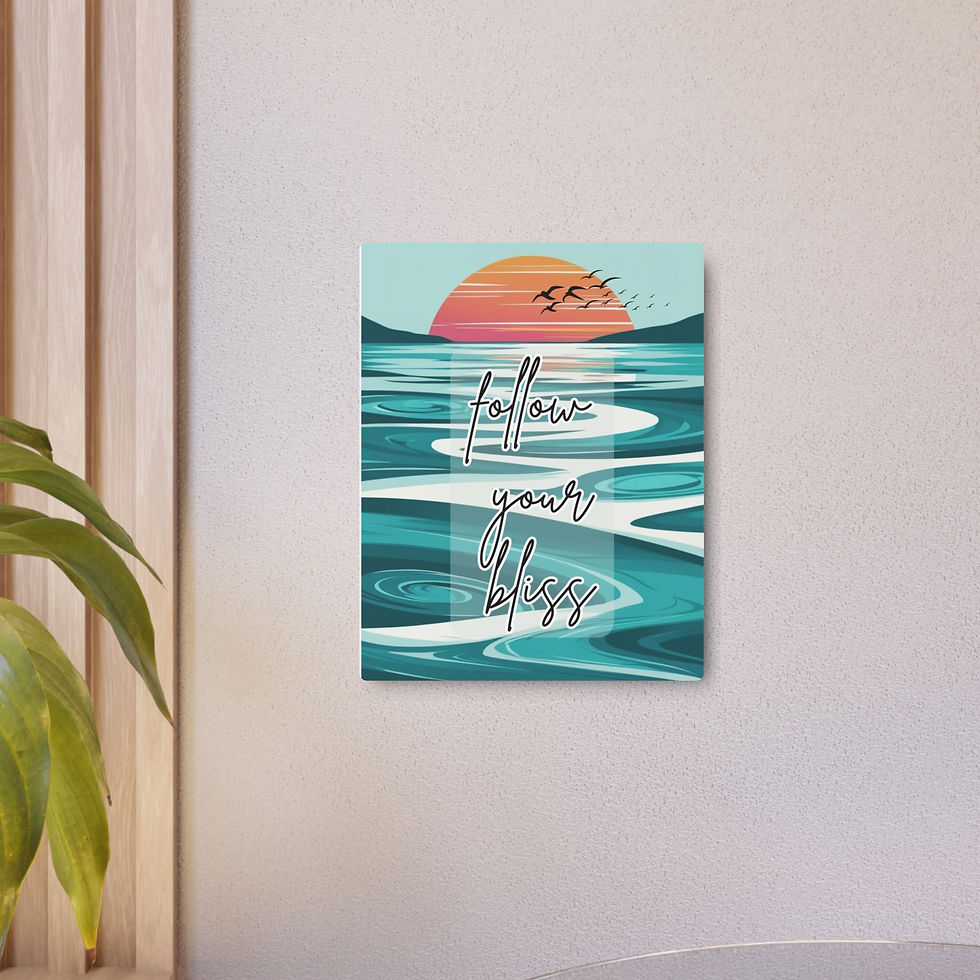Thumbnail: Follow Your Bliss Inspirational Metal Art Sign, Lake Sunset, Home Decor