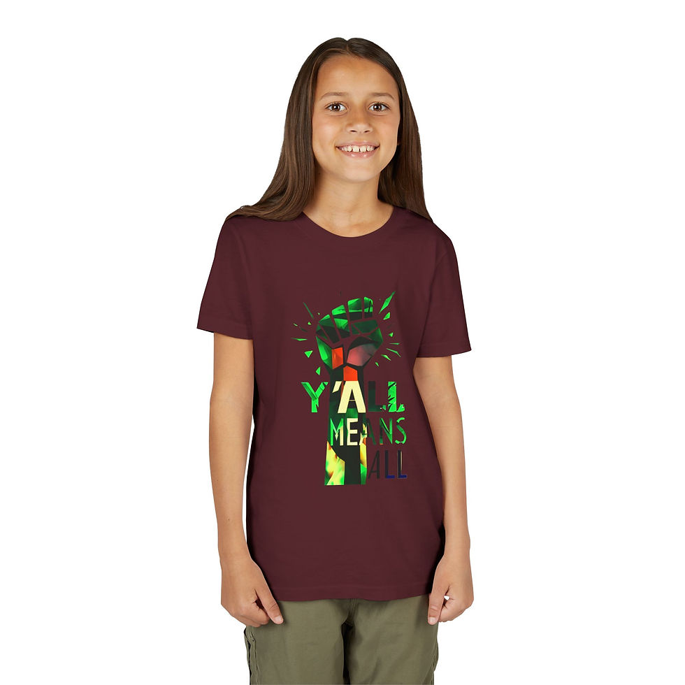 Thumbnail: Y’all Means All Resist, Youth Short Sleeve T-Shirt, Green Inclusive Apparel Kids