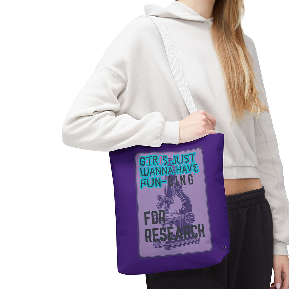 Thumbnail: Girls Just Wanna have FUN-DING Tote Bag, Purple 13x13, 16x16, 18x18 Science