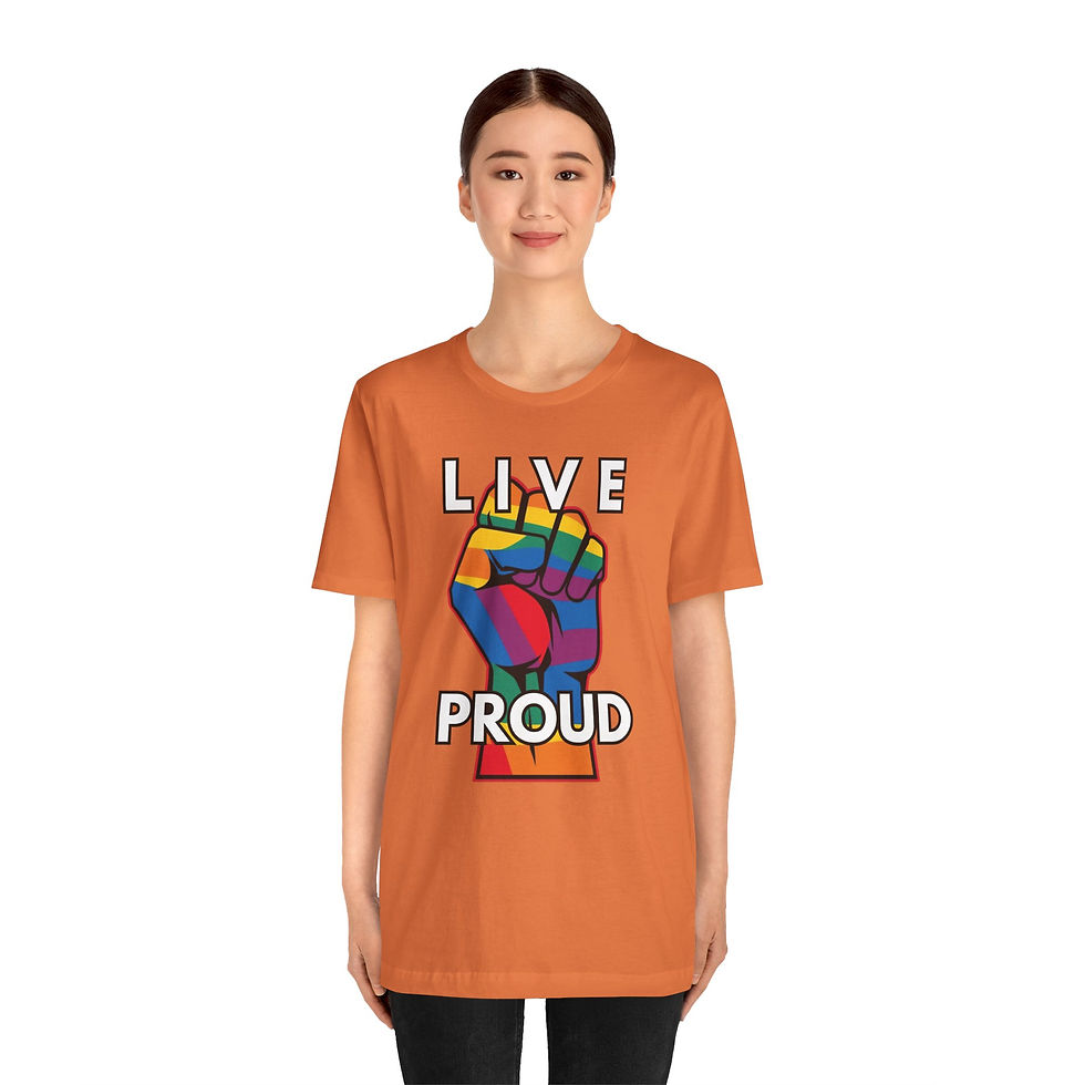 Thumbnail: LIVE PROUD resist fist Unisex Tee, Inspirational, Diversity, Inclusive, PRIDE