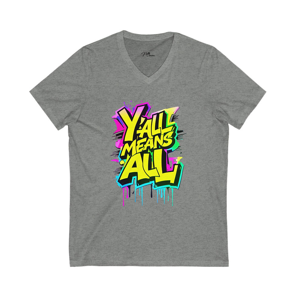Thumbnail: Y'all Means ALL (Graffiti Highlight) Unisex V-Neck Tee, Diversity, PRIDE