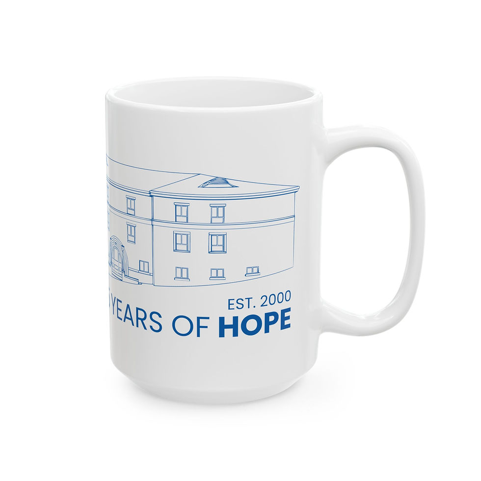 Thumbnail: White Ceramic Mug, Hope Lodge Kansas City 25 Years of Hope, Blue Design