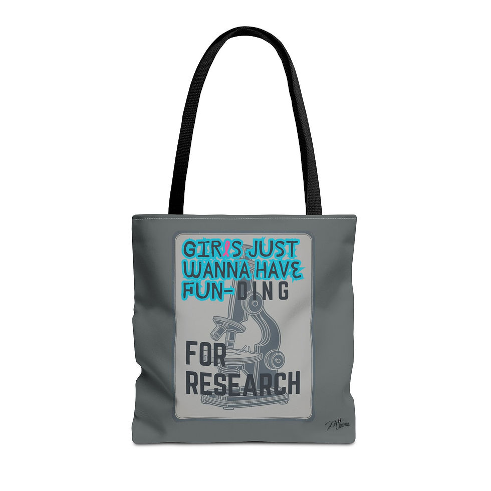 Thumbnail: Girls Just Wanna have FUN-DING Tote Bag, Dark Grey 13x13, 16x16, 18x18 Science