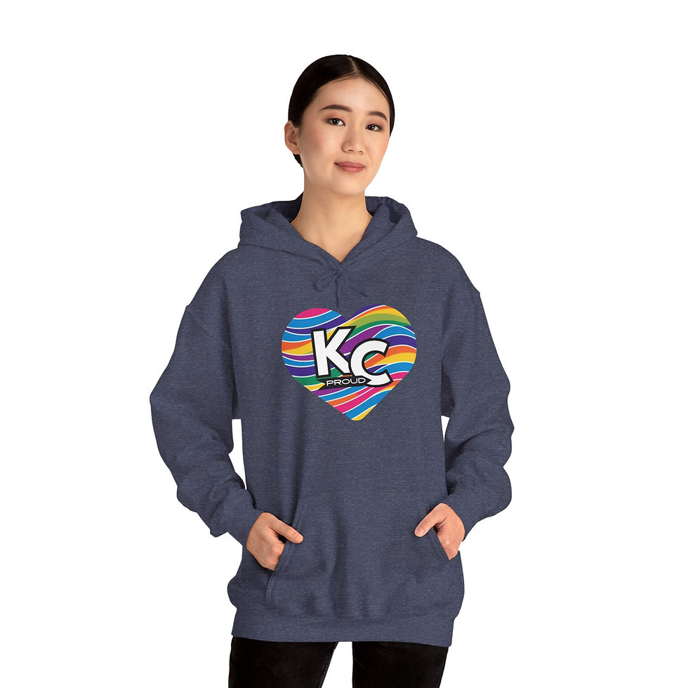 Thumbnail: KC Proud rainbow wave heart Unisex hoodie, Diversity, Inclusive, PRIDE 