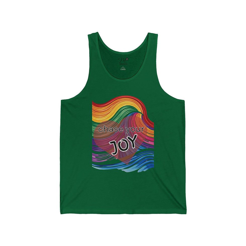 Thumbnail: Chase Your Joy Unisex Jersey Tank, Rainbow Wave, Positivity, Empowerment