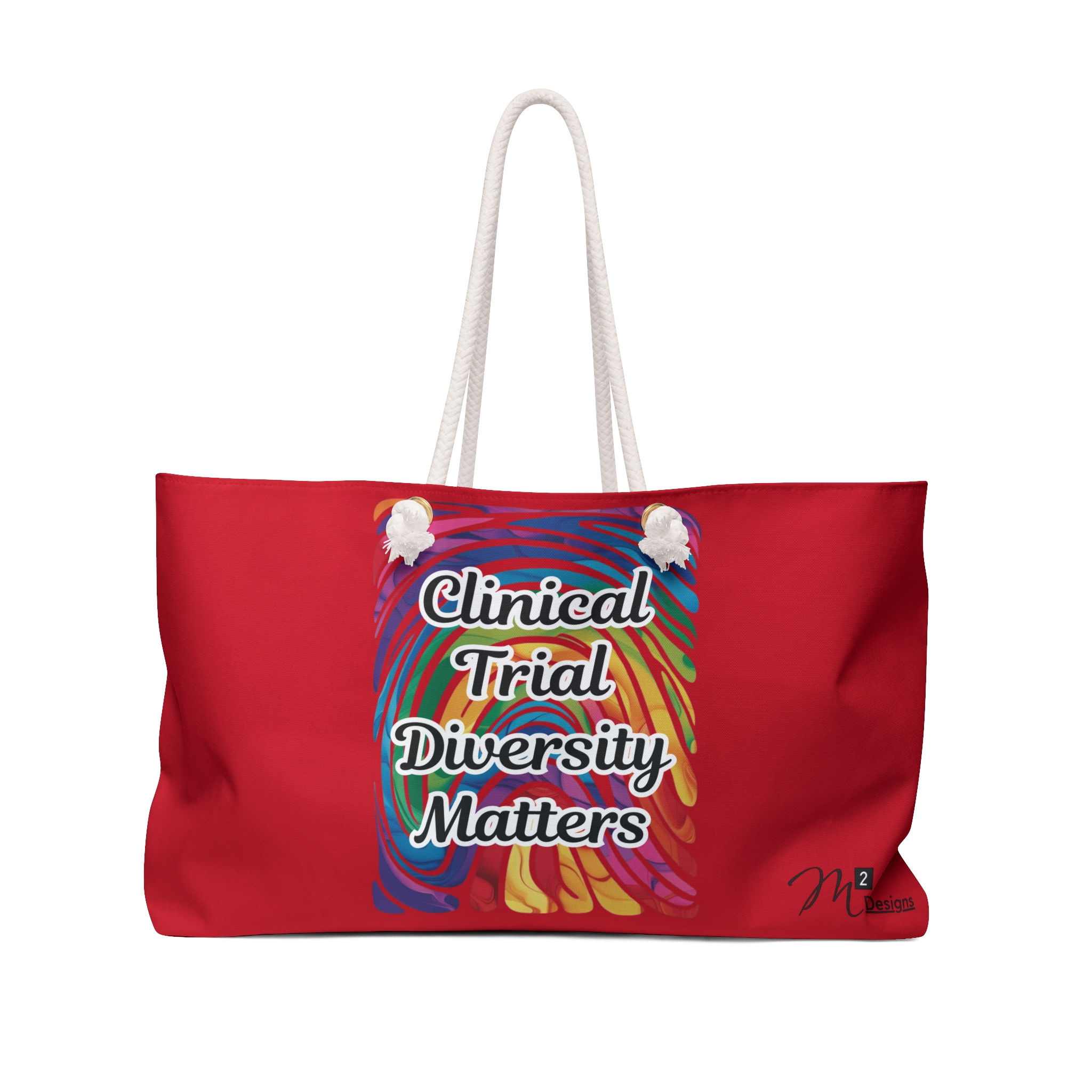 Clinical Trial Diversity Matters Weekend Travel Bag, Rainbow/Red Equality Tote