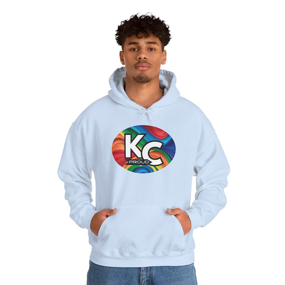 Thumbnail: KC Proud rainbow oval Unisex hoodie, Diversity, Inclusive, Positivity, PRIDE 