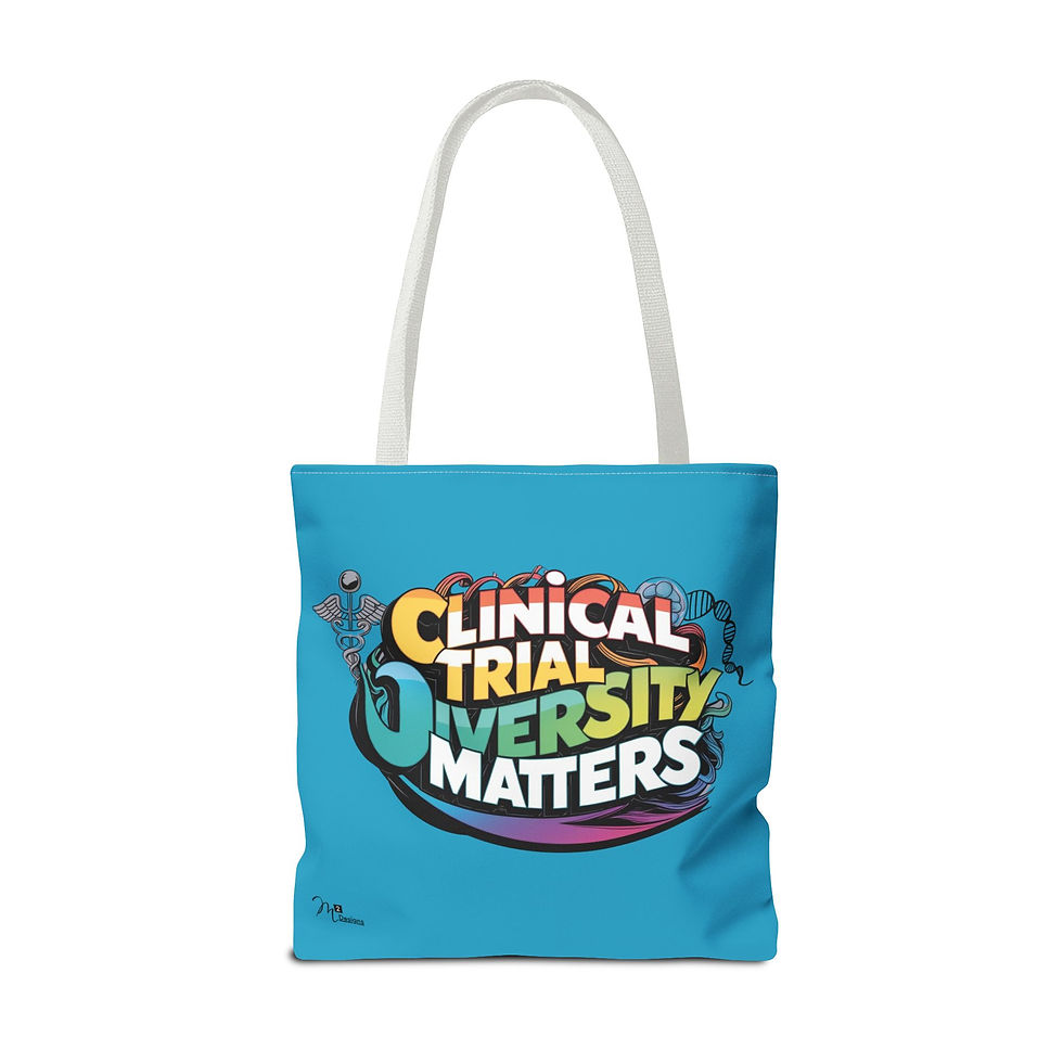 Thumbnail: Clinical Trial Diversity Matters Tote Bag, Turquoise 13x13, 16x16, 18x18 Science