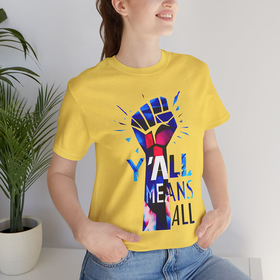 Thumbnail: Y'all Means All Resist Unisex Tee, Blue, Inclusive Apparel for All