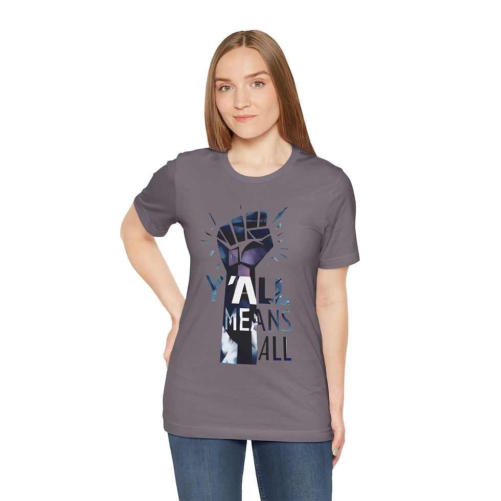 Thumbnail: Y'all Means All Resist Unisex Tee, Pastel, Inspirational & Inclusive Apparel