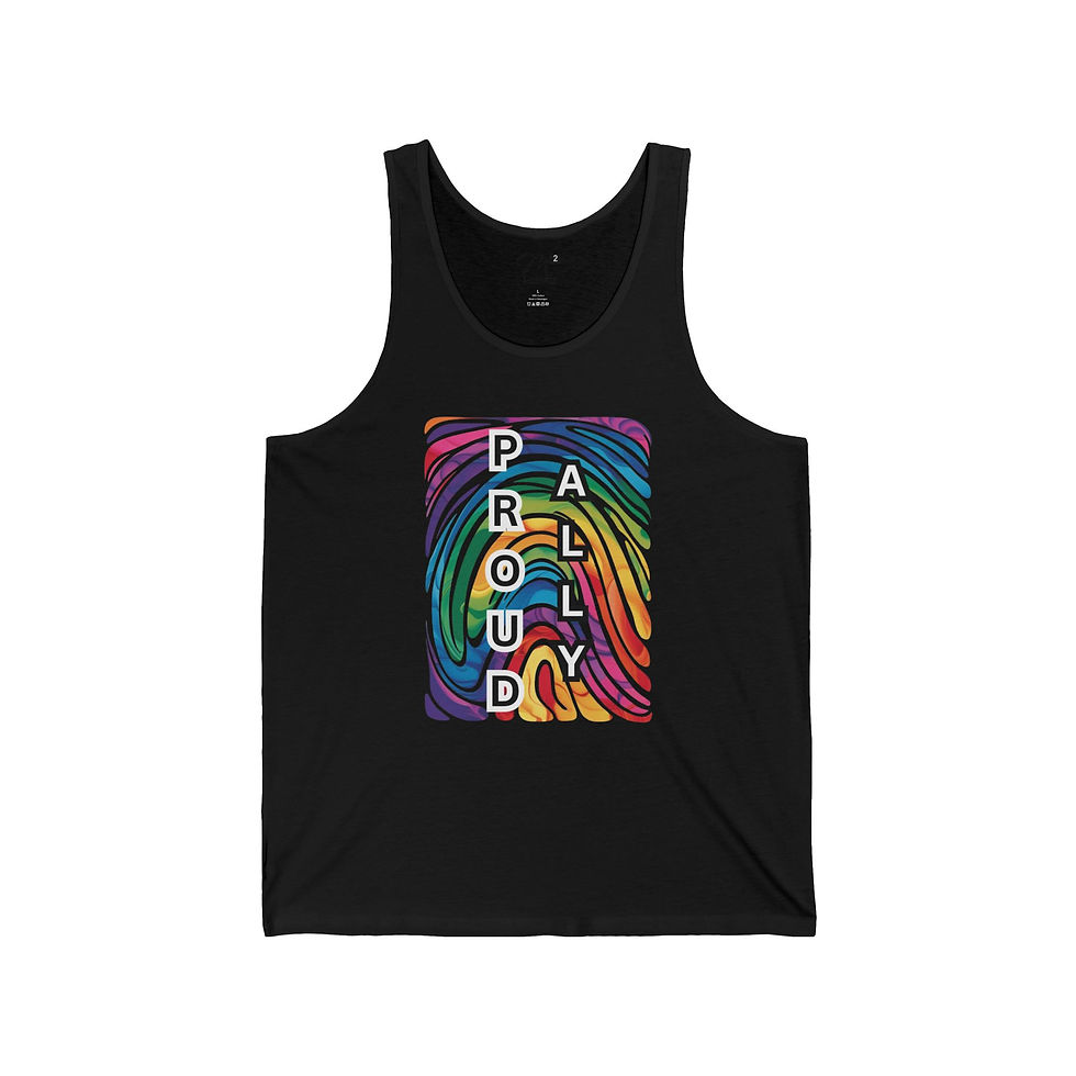 Thumbnail: Proud ALLY Rainbow Print Unisex Tank, Positivity, Empowerment, Diversity, PRIDE