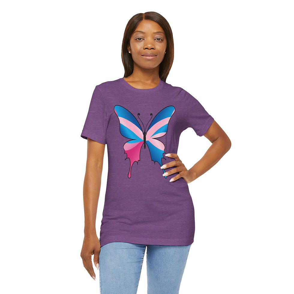 Thumbnail: Pink and Blue Butterfly (no text) Unisex Tee, Diversity, Inclusive, PRIDE