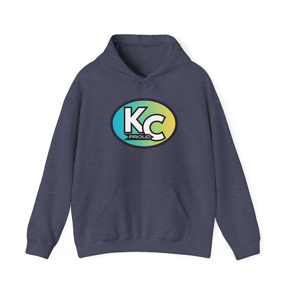 Thumbnail: KC Proud (aqua to yellow oval) Unisex hoodie, Diversity, Inclusive, PROUD