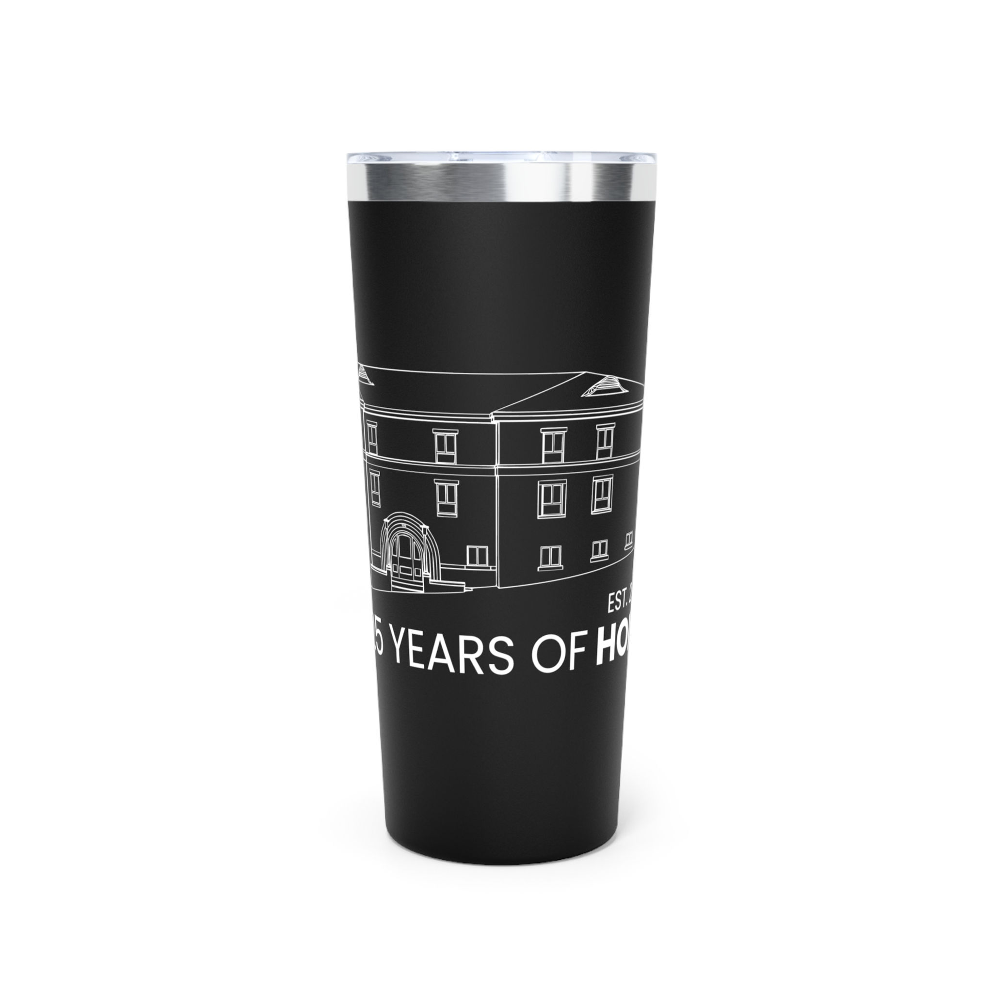 Black/Grey Tumbler, 22oz, Hope Lodge Kansas City 25 Years of Hope, White Design
