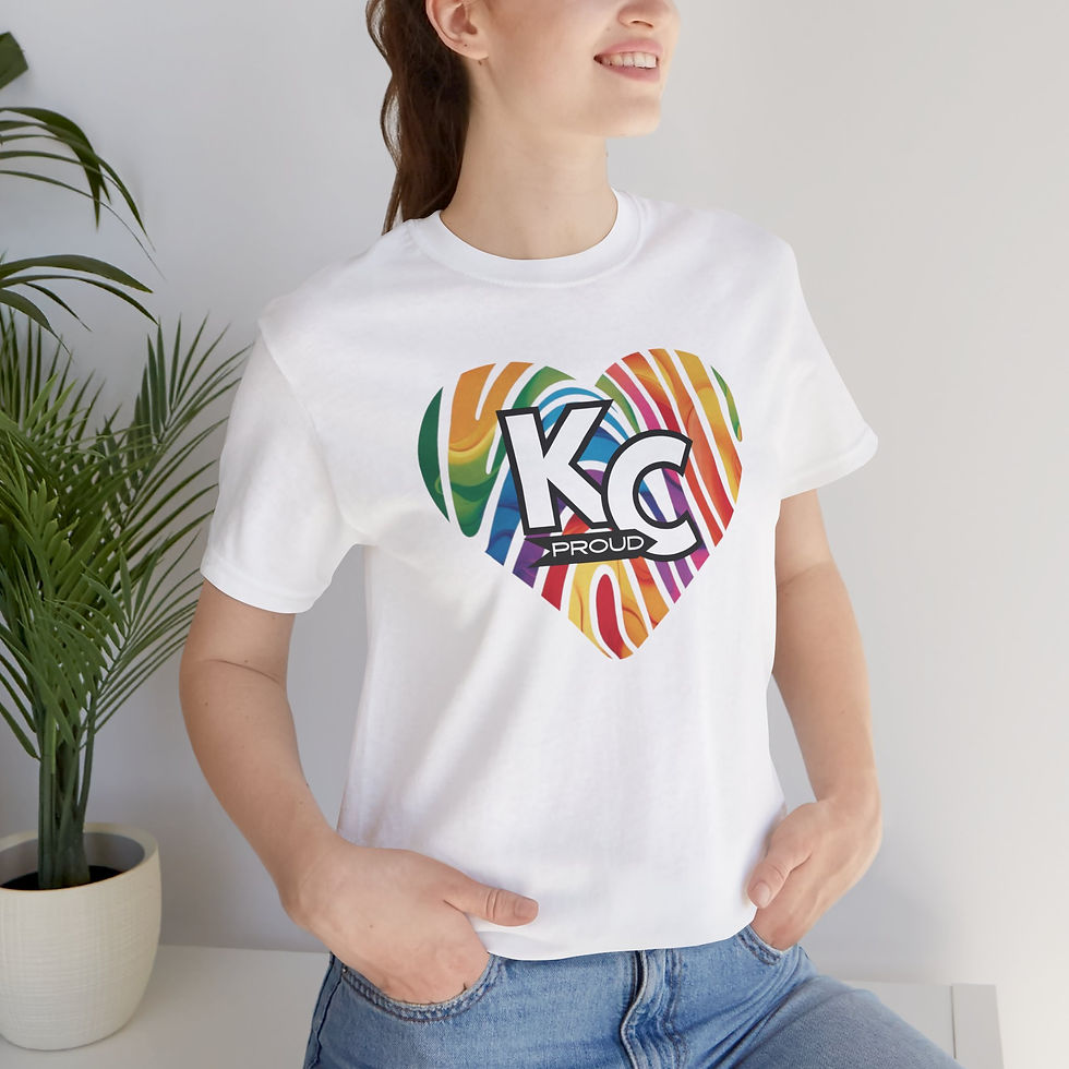 Thumbnail: KC Proud rainbow fingerprint heart Unisex Tee, Diversity, Inclusive, PRIDE