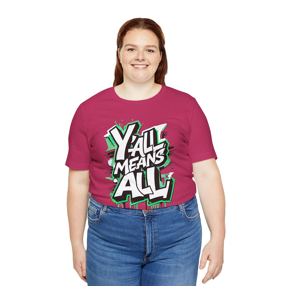 Thumbnail: Y'all Means All Unisex Tee, Green, Inclusive Apparel for All