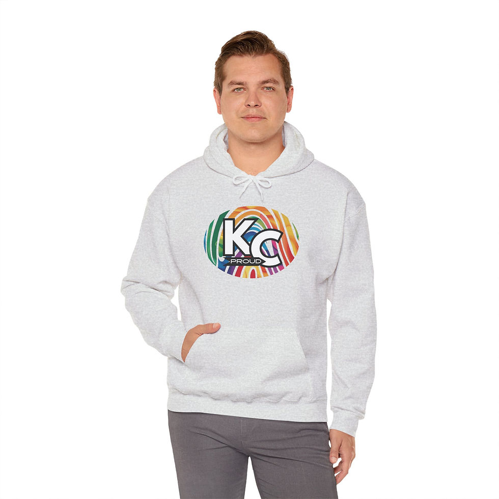 Thumbnail: KC Proud rainbow fingerprint oval Unisex hoodie, Diversity, Inclusive, PRIDE 