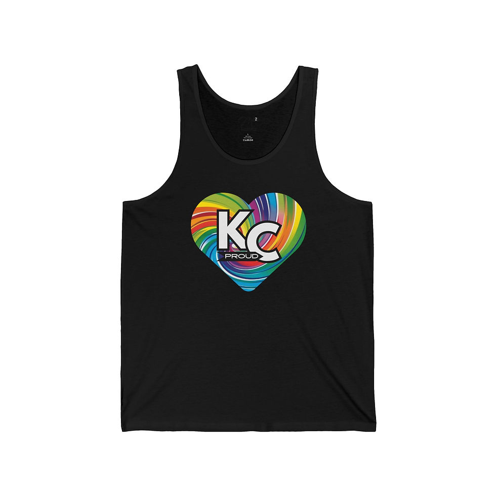 Thumbnail: KC Proud rainbow swirl heart Unisex Jersey Tank, Positivity, Diversity, PRIDE