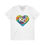 Thumbnail: KC Proud rainbow swirl heart Unisex V-Neck Tee, Positivity, PRIDE
