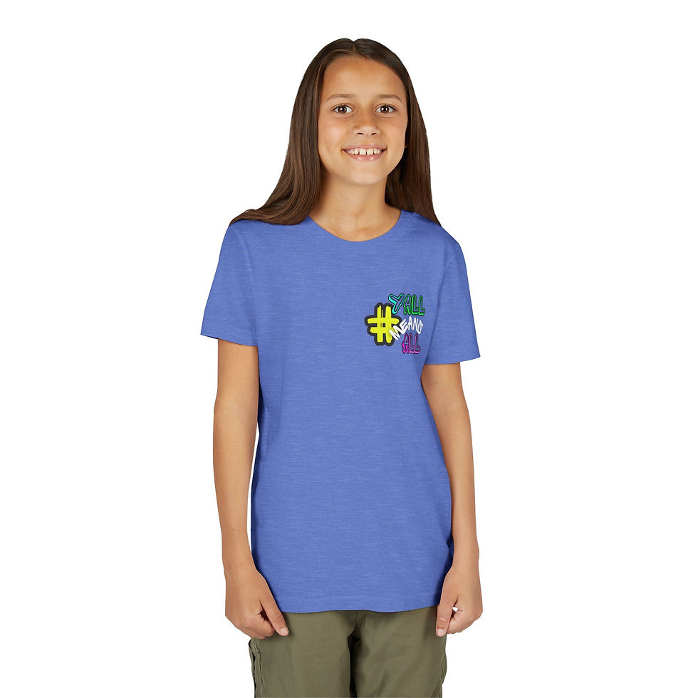 Thumbnail: #YallMeansAll Youth Short Sleeve T-Shirt Highlight Front & Back Apparel for Kids