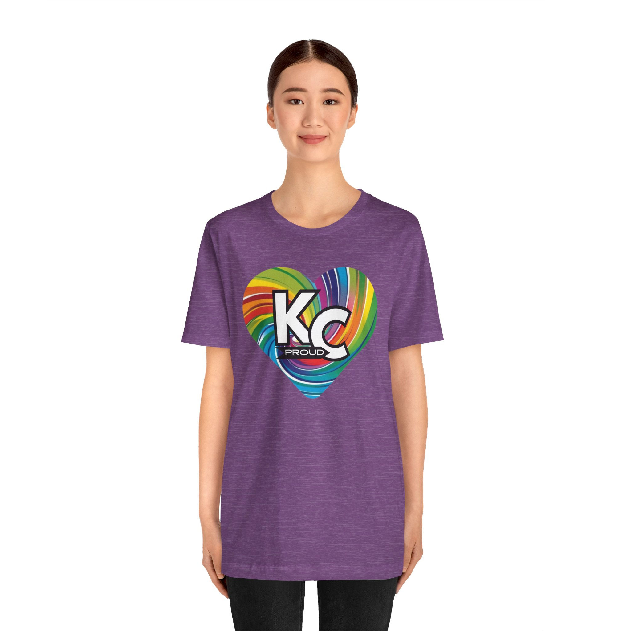 KC Proud rainbow swirl heart Unisex Tee, Diversity, Inclusive, PRIDE