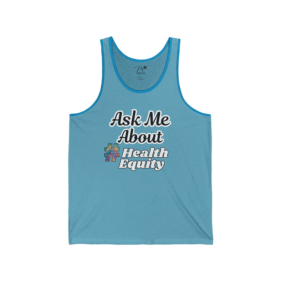 Thumbnail: Ask Me About #HealthEquity Unisex Jersey Tank, Rainbow Fingerprint, Awareness