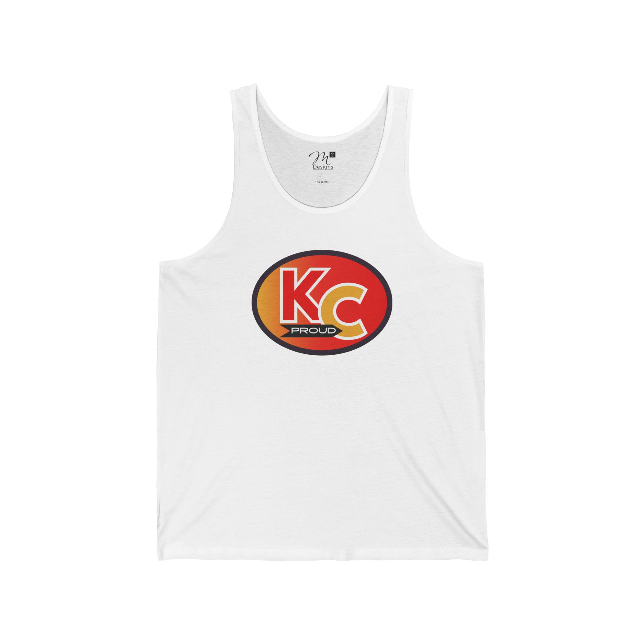 KC Proud (gold to red oval color letters) Unisex Jersey Tank, Kansas City